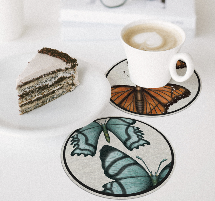 Bases para copos conjunto de borboletas coloridas - TenStickers