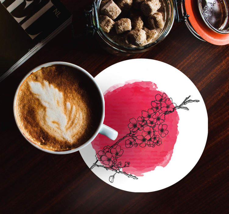 Bases para copos contorno floral em rosa - TenStickers