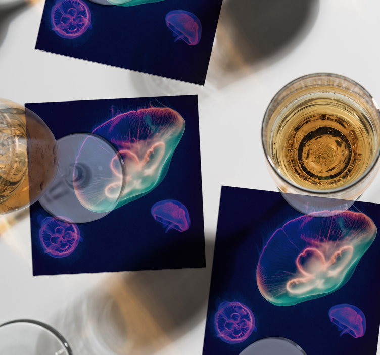 Bases para copos criaturas coloridas de Água-viva - TenStickers