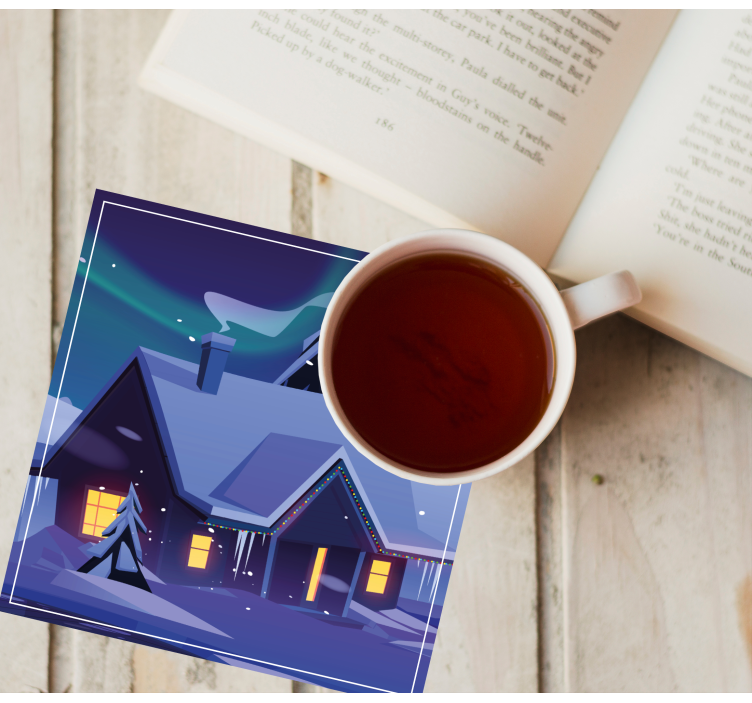 Bases para copos de natal cabana nevada com luzes - TenStickers