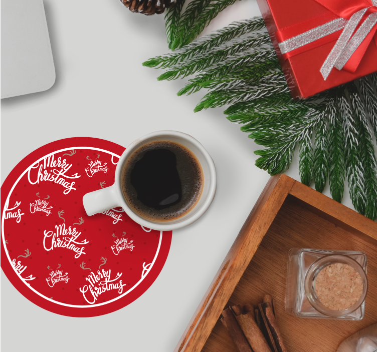 Bases para copos de natal celebração vermelha festiva - TenStickers
