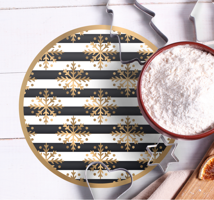 Bases para copos de natal com padrão de flocos listrados - TenStickers