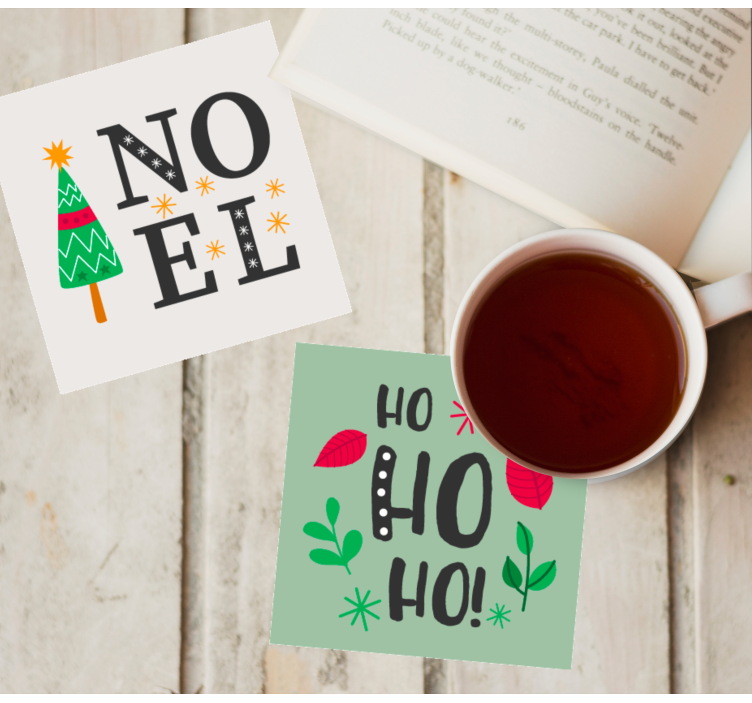 Bases para copos de natal elfa ho ho gráfica - TenStickers
