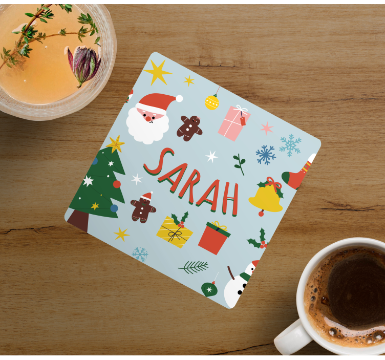 Bases para copos de natal papai noel e presentes - TenStickers