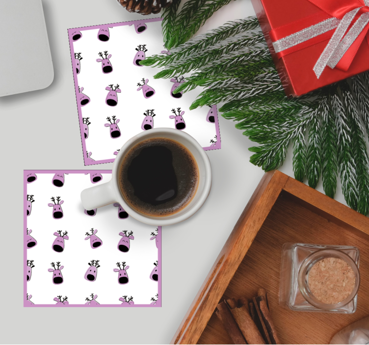 Bases para copos de natal rostos de rena divertidos - TenStickers