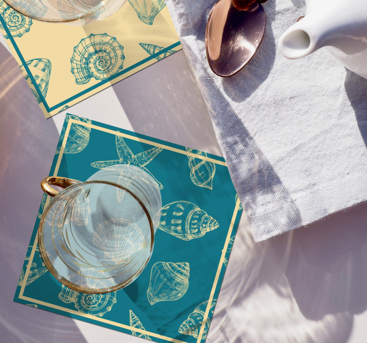 Bases para copos elementos de motivo de concha - TenStickers