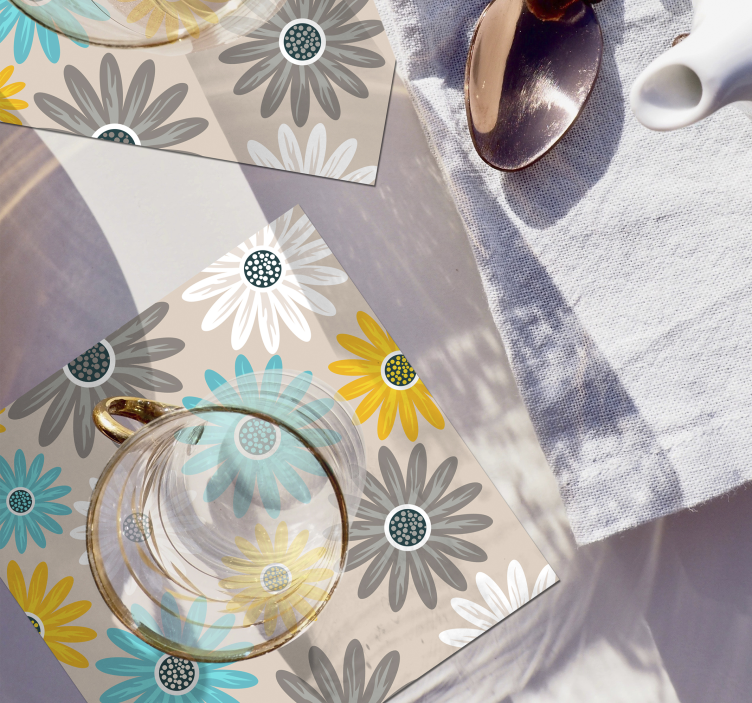 Bases para copos elementos florais vibrantes - TenStickers