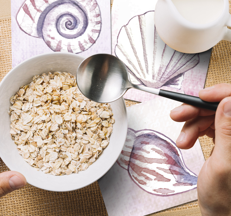 Bases para copos em aquarelas de conchas naturais - TenStickers
