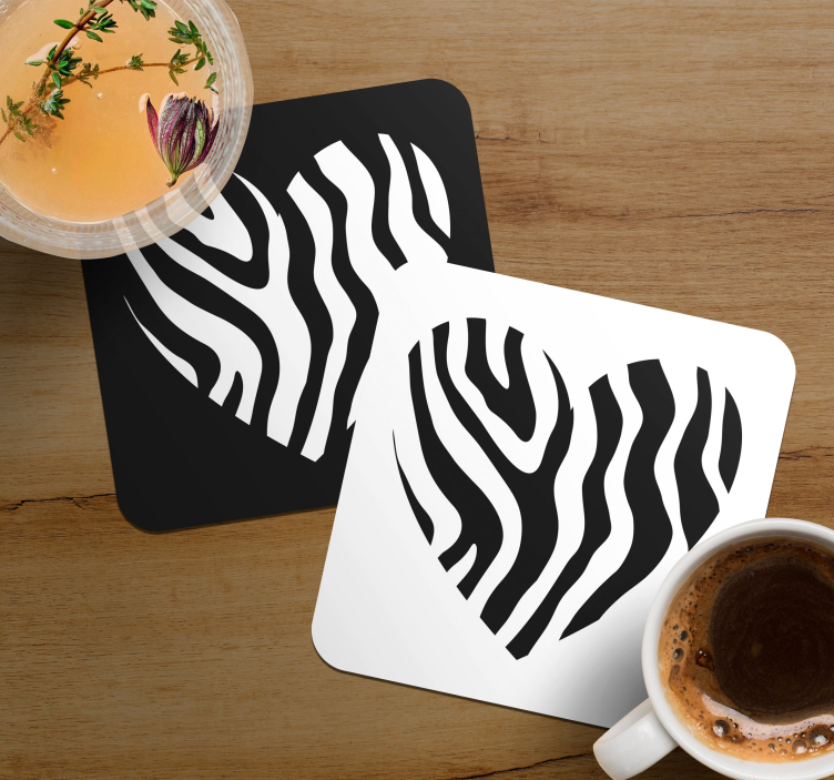 Bases para copos em formato de coração com padrão zebra - TenStickers