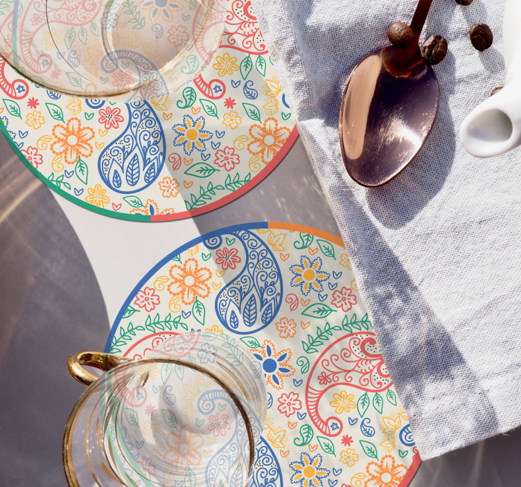 Bases para copos de paisley Paisley colorido - TenStickers