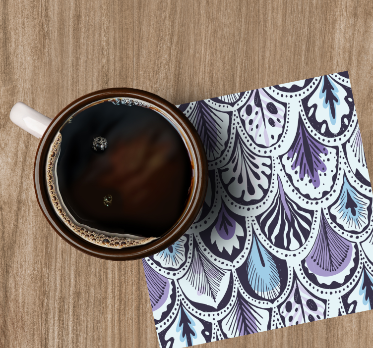 Bases para copos de texturas Penas roxas de pássaro - TenStickers