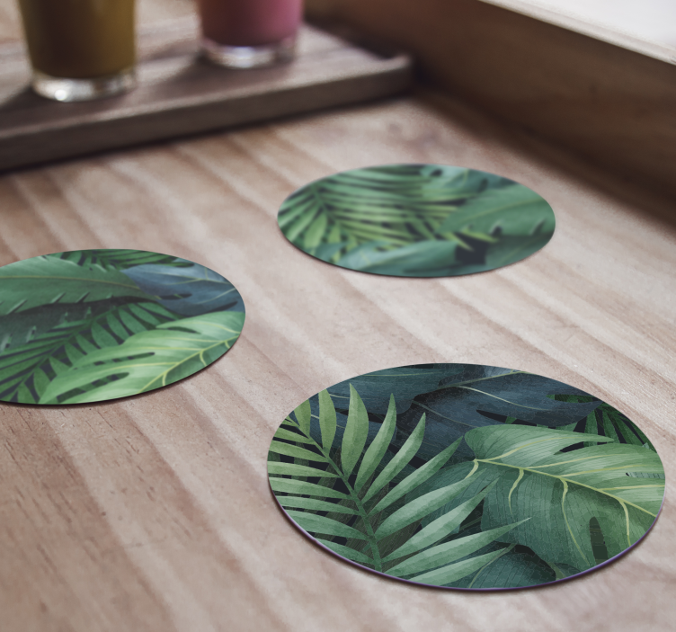 Bases para copos modernas base para copos com folhas verdes difer - TenStickers