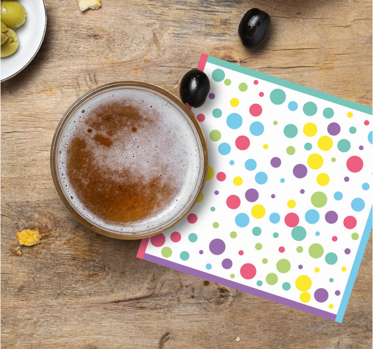 Bases para copos modernas Padrão de bolinhas coloridas - TenStickers