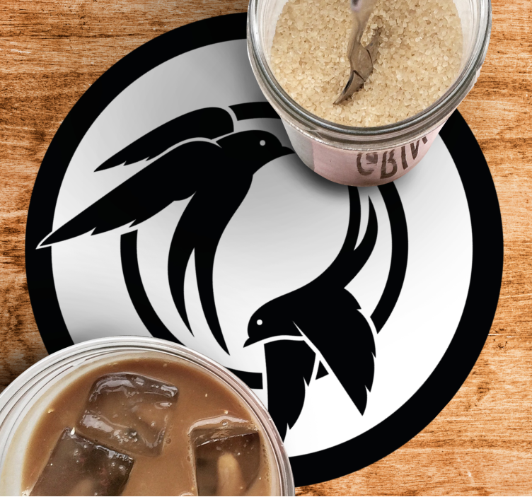 Bases para copos modernas Pássaros andorinhas preto e branco - TenStickers