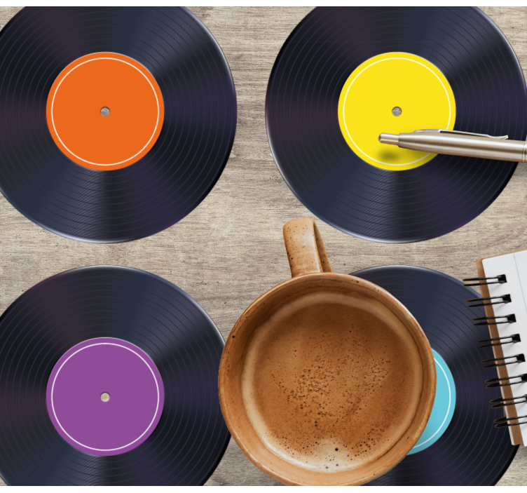 Bases para copos modernas Registro lp colorido - TenStickers