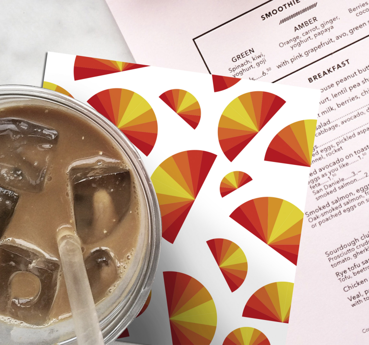 Bases para copos sol 70's Padrão vintage pôr do sol - TenStickers