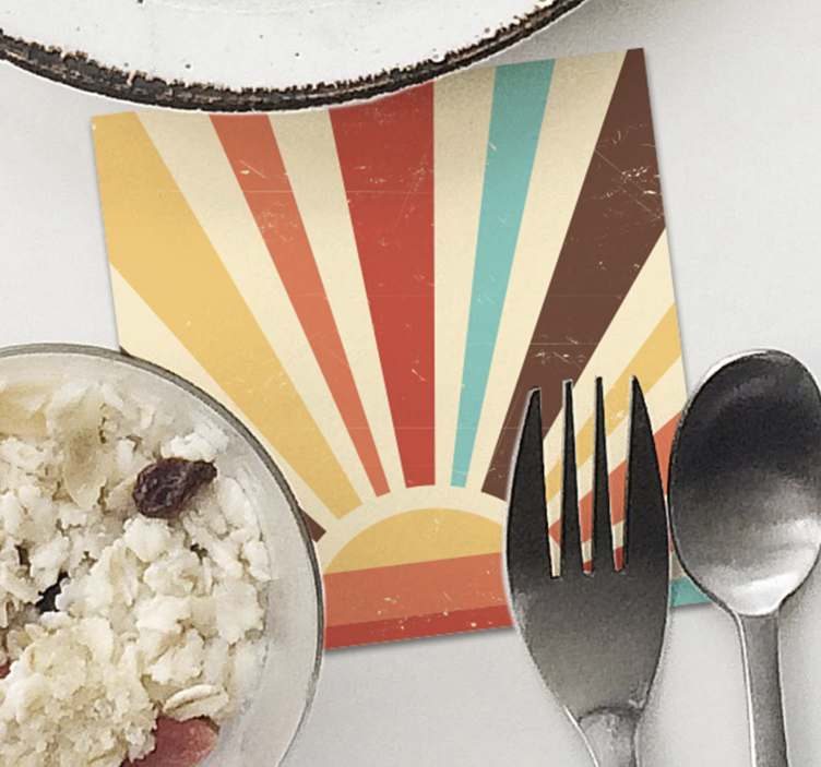 Bases para copos sol 70's Pôr do sol vintage abstrato - TenStickers