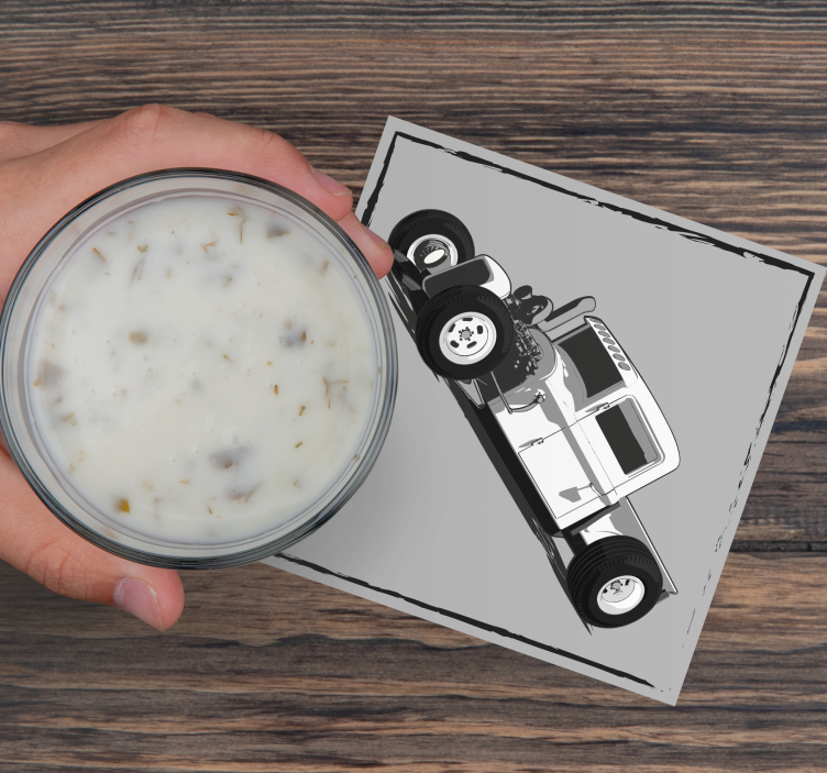 Bases para copos vintage Carro velho em branco e preto - TenStickers