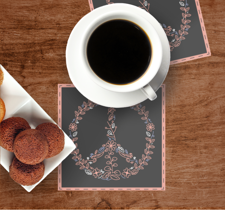 Bases para copos emblema floral da paz - TenStickers