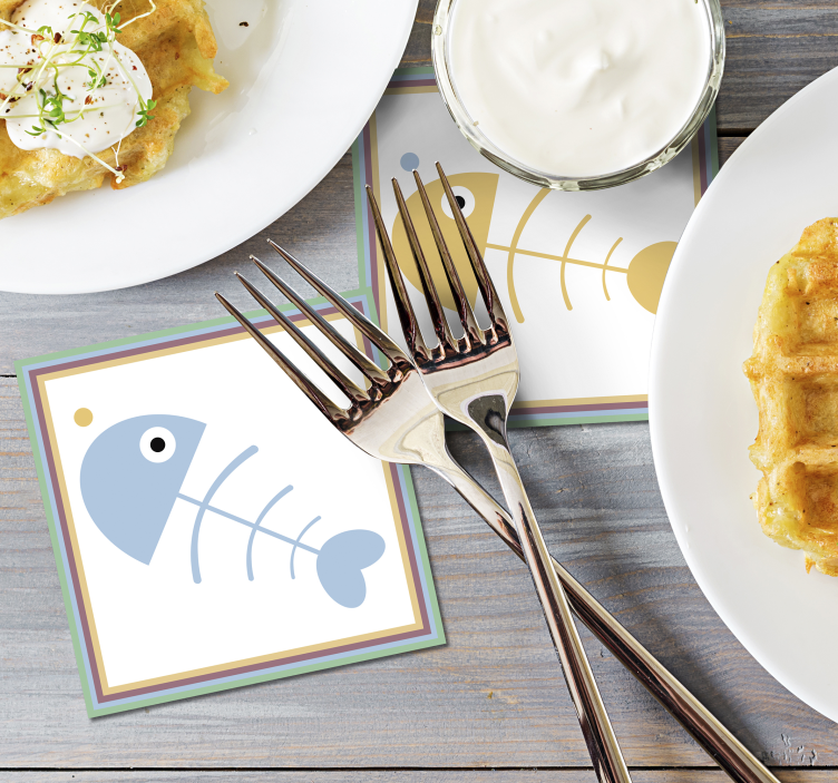 Bases para copos esqueletos de peixes coloridos - TenStickers