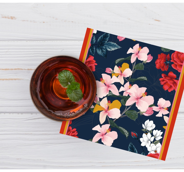 Bases para copos estampa floral tropical - TenStickers