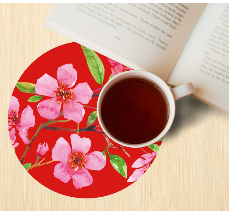 Bases para copos florais em rosa florido - TenStickers