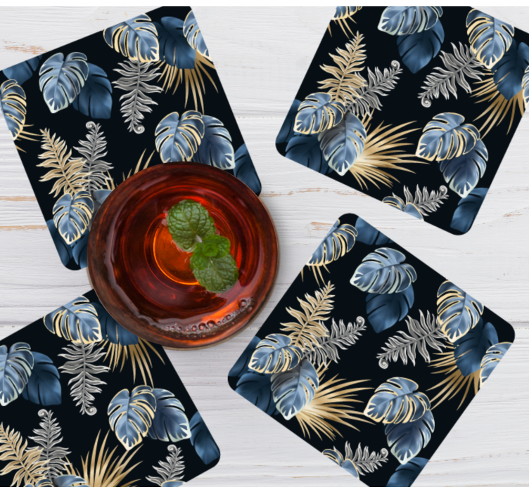 Bases para copos folhagem tropical luxuosa - TenStickers