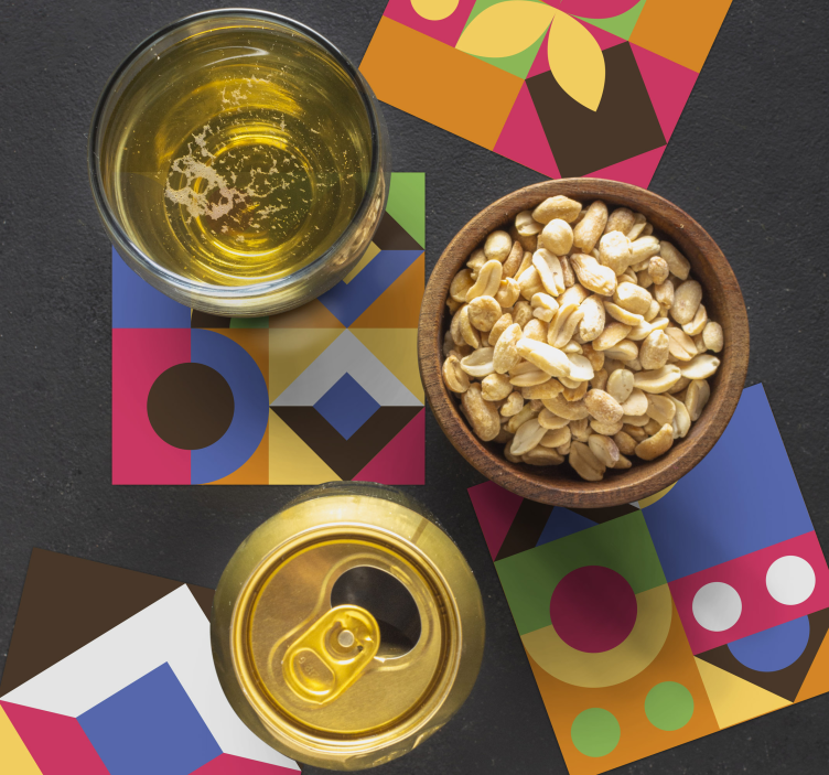 Bases para copos formas geométricas coloridas - TenStickers