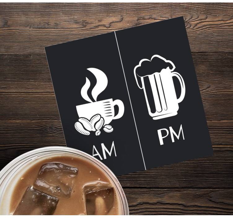 Bases para copos frase café da manhã cerveja à noite - TenStickers