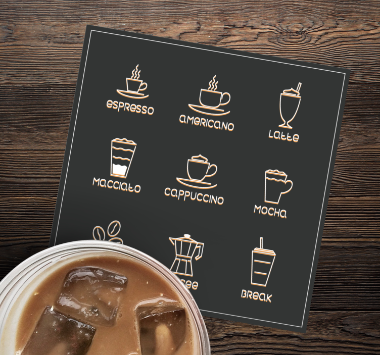 Bases para copos frase café e bebidas - TenStickers