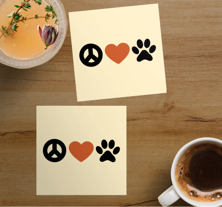 Bases para copos frase paz amor pets - TenStickers