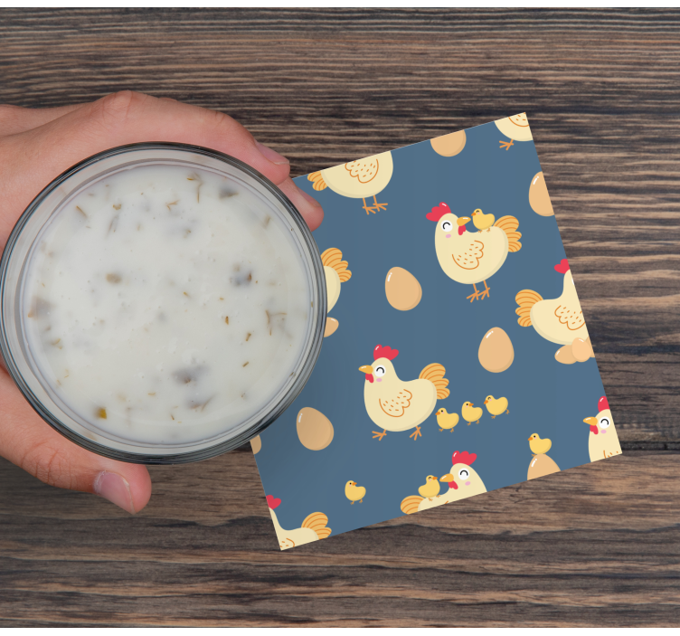 Bases para copos galinhas brincalhonas com ovos - TenStickers