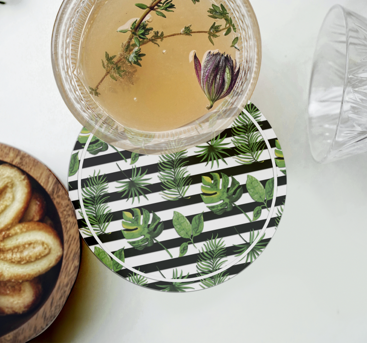 Bases para copos ideia de folha tropical - TenStickers