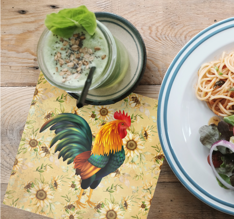 Bases para copos ilustração de galo colorido - TenStickers