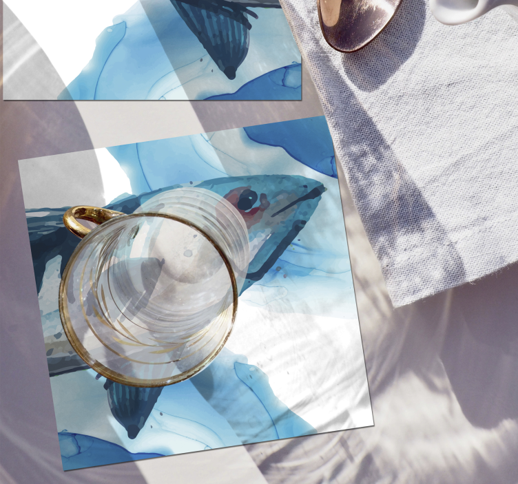 Bases para copos ilustração de peixes em aquarela - TenStickers