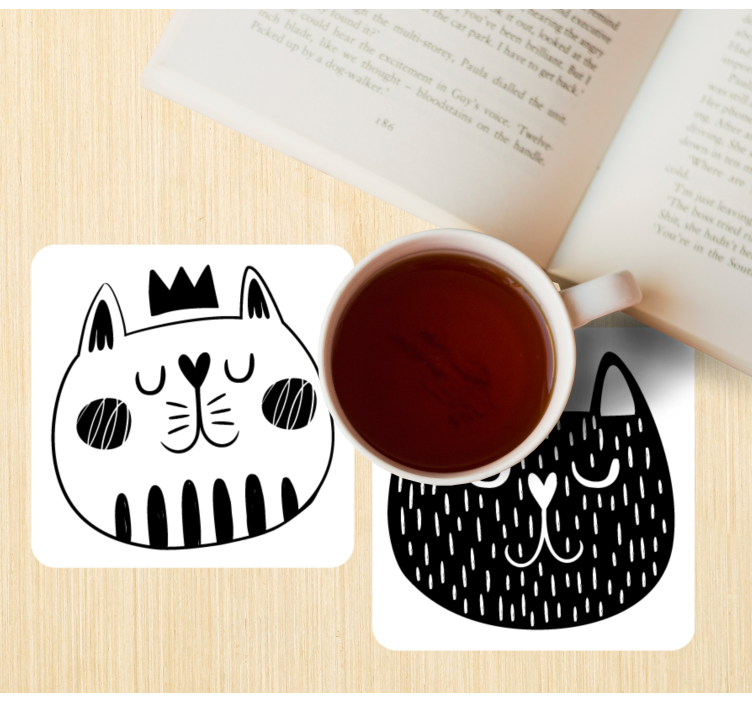 Bases para copos ilustrações de gatos divertidos - TenStickers