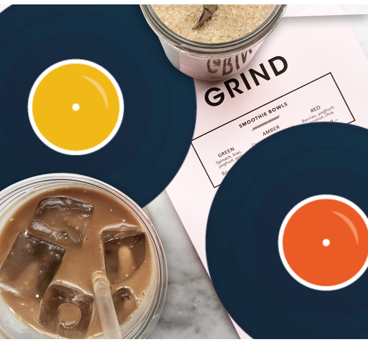 Bases para copos inspiração em vinil colorido - TenStickers