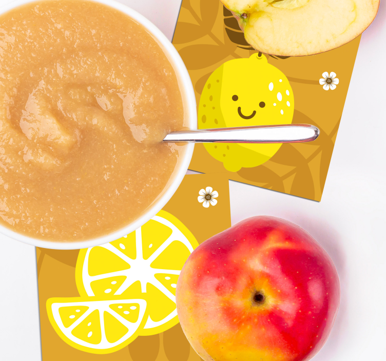 Bases para copos limão e cítricos alegres - TenStickers