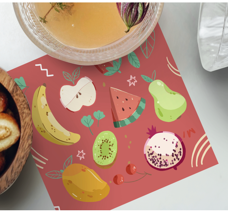 Bases para copos modernas arranjo de frutas coloridas - TenStickers