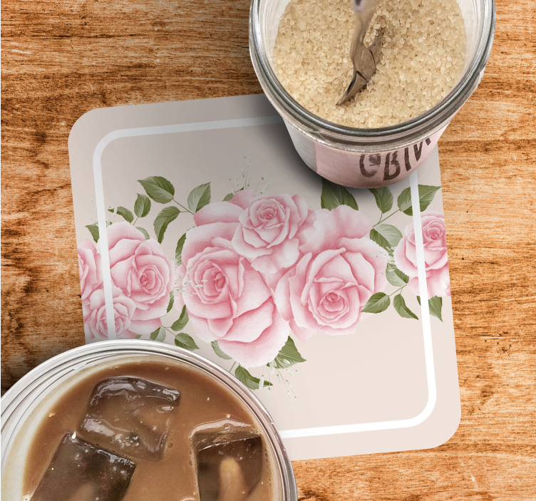 Bases para copos modernas arranjo floral rosa - TenStickers