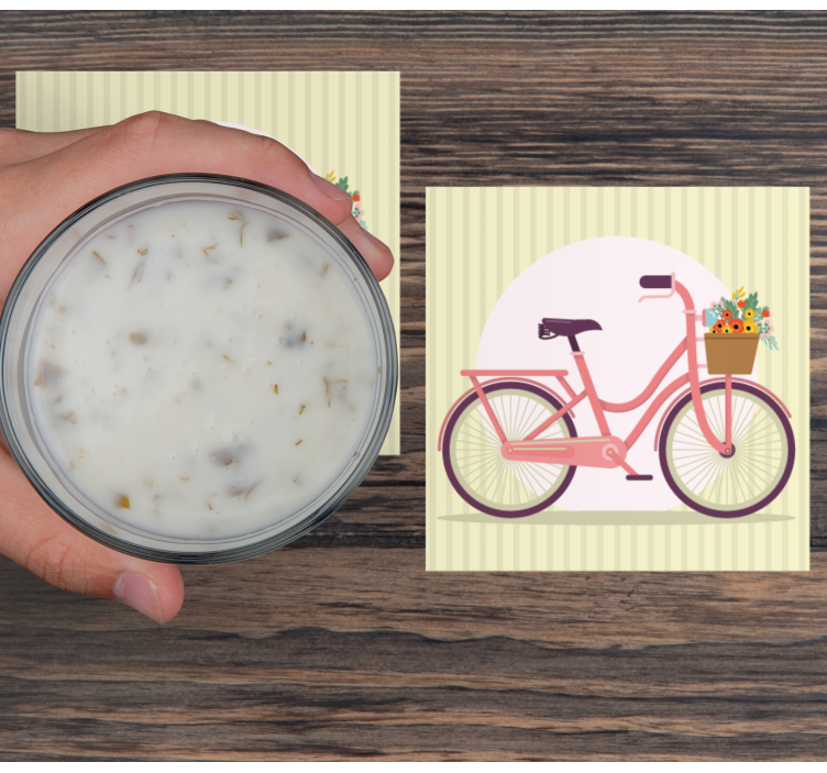 Bases para copos modernas bicicleta rosa com flores - TenStickers
