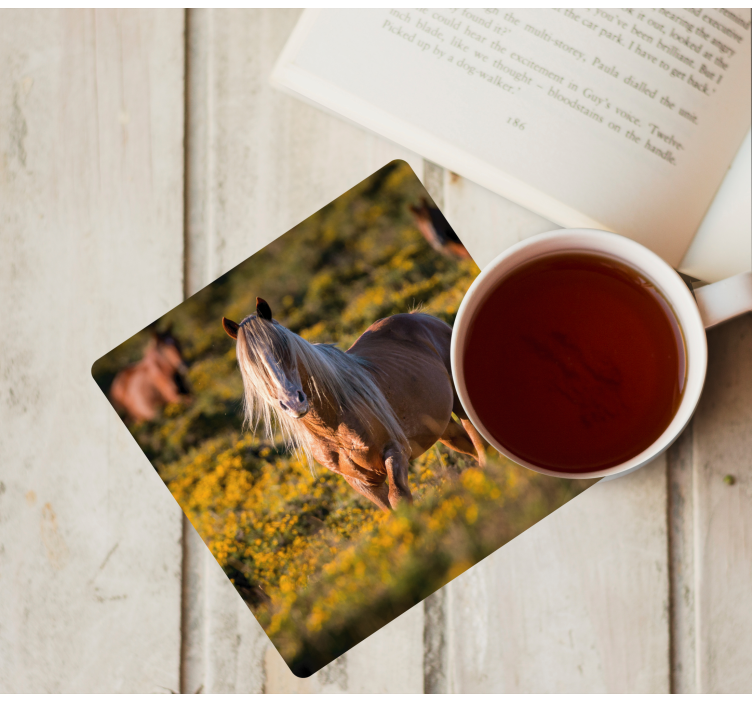 Bases para copos modernas cavalo majestoso no campo - TenStickers