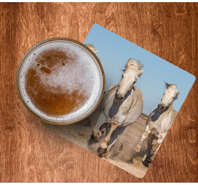 Bases para copos modernas cavalos brancos galopantes - TenStickers