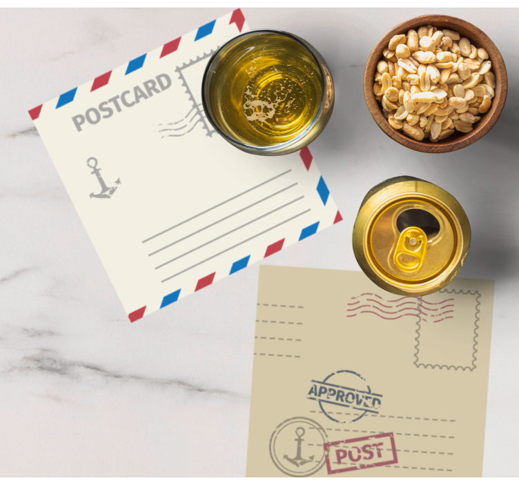 Bases para copos modernas com design de cartão vintage - TenStickers