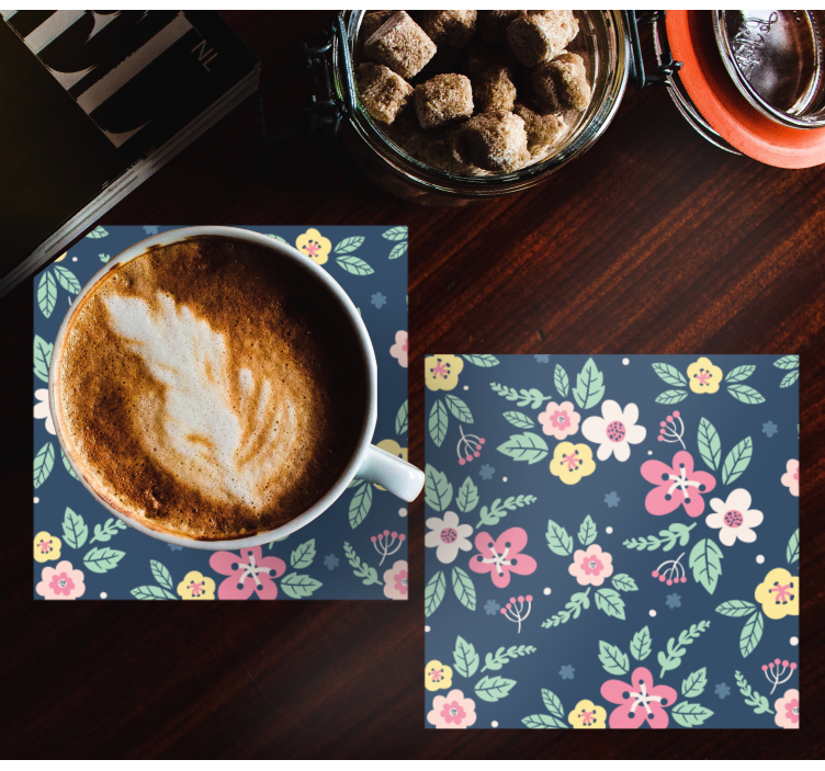 Bases para copos modernas com design floral - TenStickers
