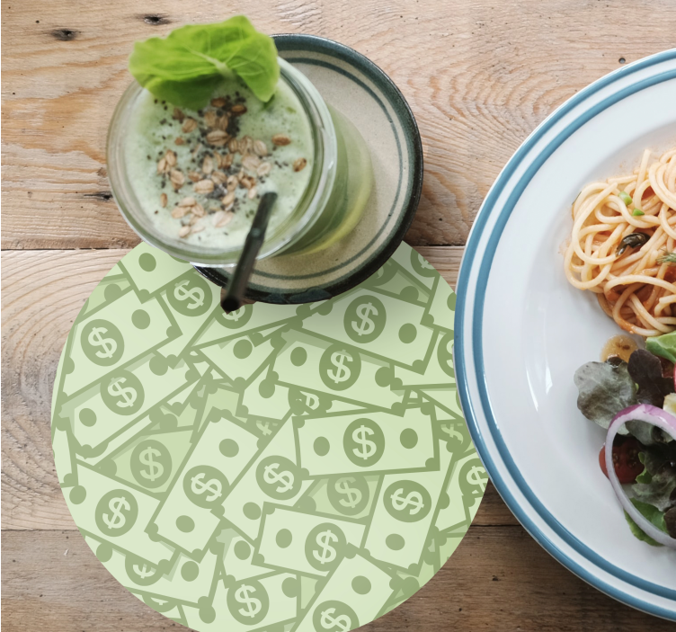 Bases para copos modernas com estampa de dinheiro - TenStickers