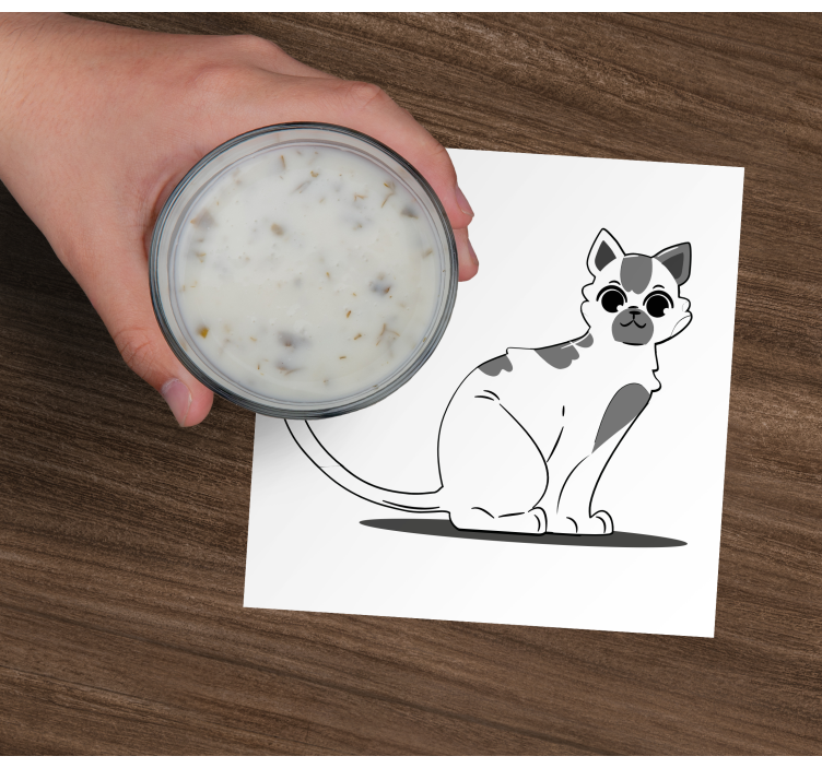 Bases para copos modernas com figura de gato fofa - TenStickers