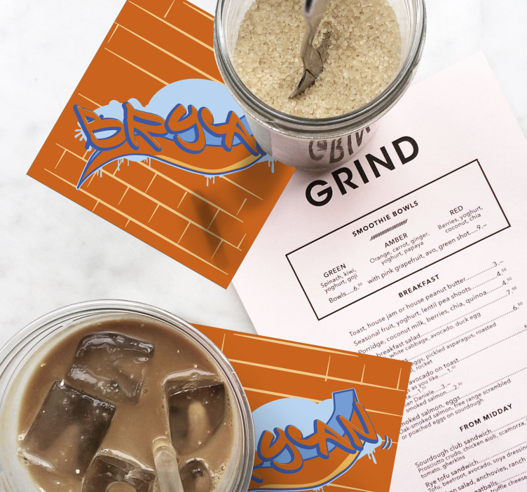 Bases para copos modernas com fundo de grafite urbano - TenStickers