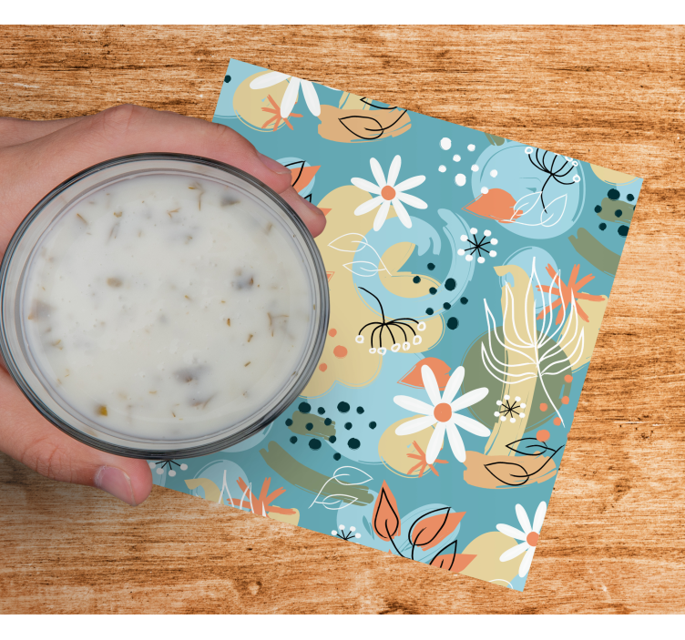 Bases para copos modernas com fundo floral - TenStickers