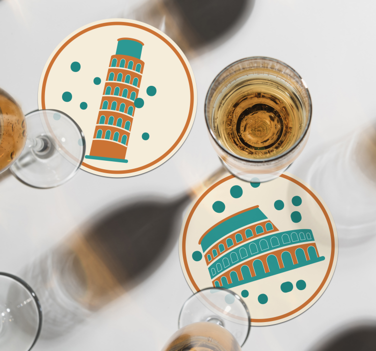 Bases para copos modernas com marcos icônicos da itália - TenStickers